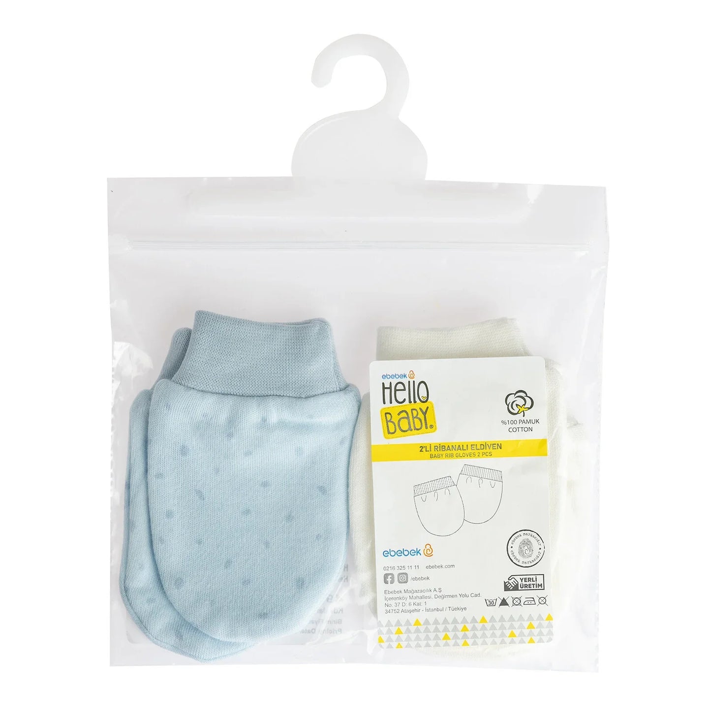 HelloBaby Newborn Striped-Straight Mitten - Blue