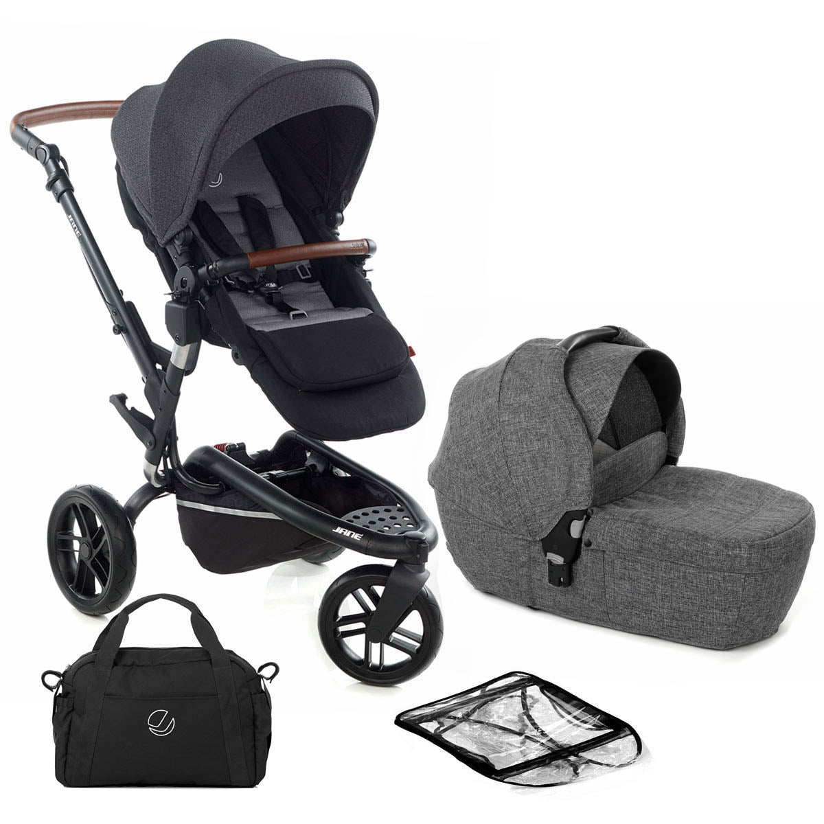 Jané Trider + Transporter Plus Carrycot, Black & Grey