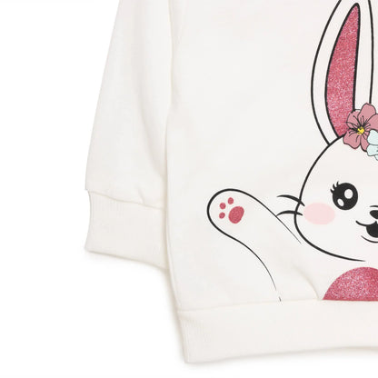 HelloBaby Baby Girl Rabbit Printed Sweatshirt - Ecru