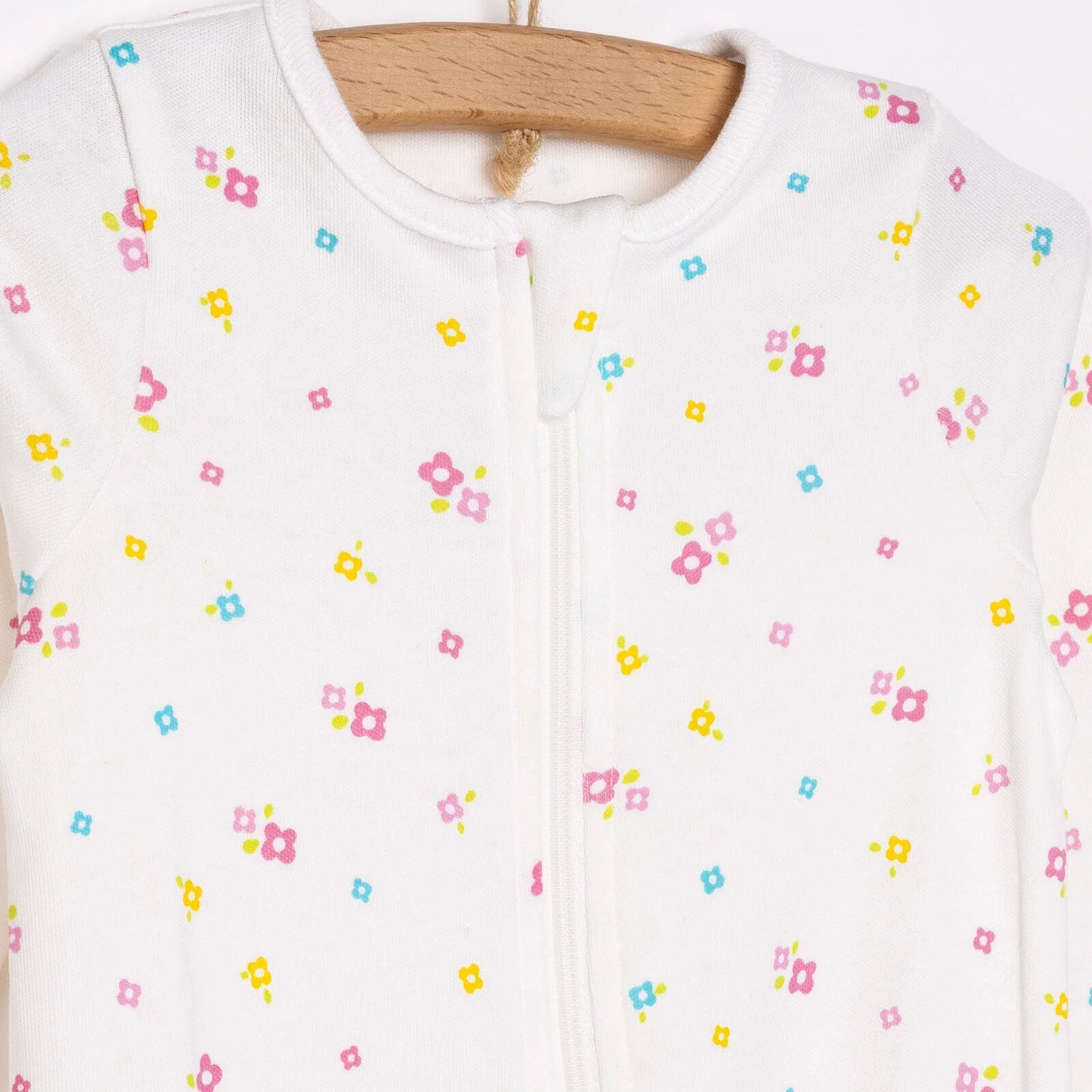 HelloBaby Newborn Girl Footed Jumpsuit - Ecru