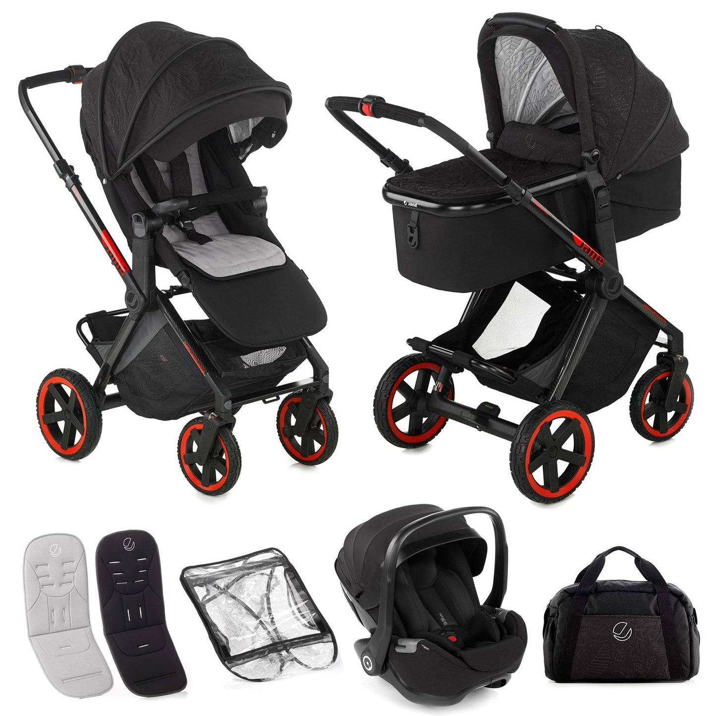 Jané Limited Edition Crosslight Pro Carbon 3in1 Travel System with Lie-Flat Kombibaby Car Seat