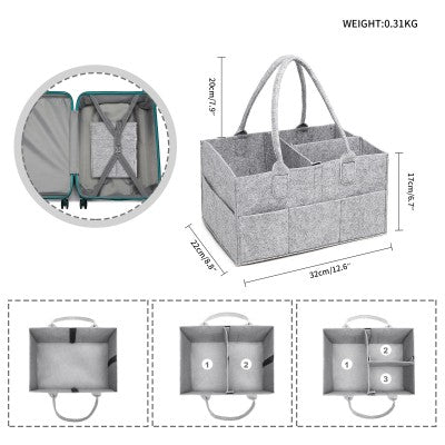 Kono Grey Felt Caddy Organiser With Storage
