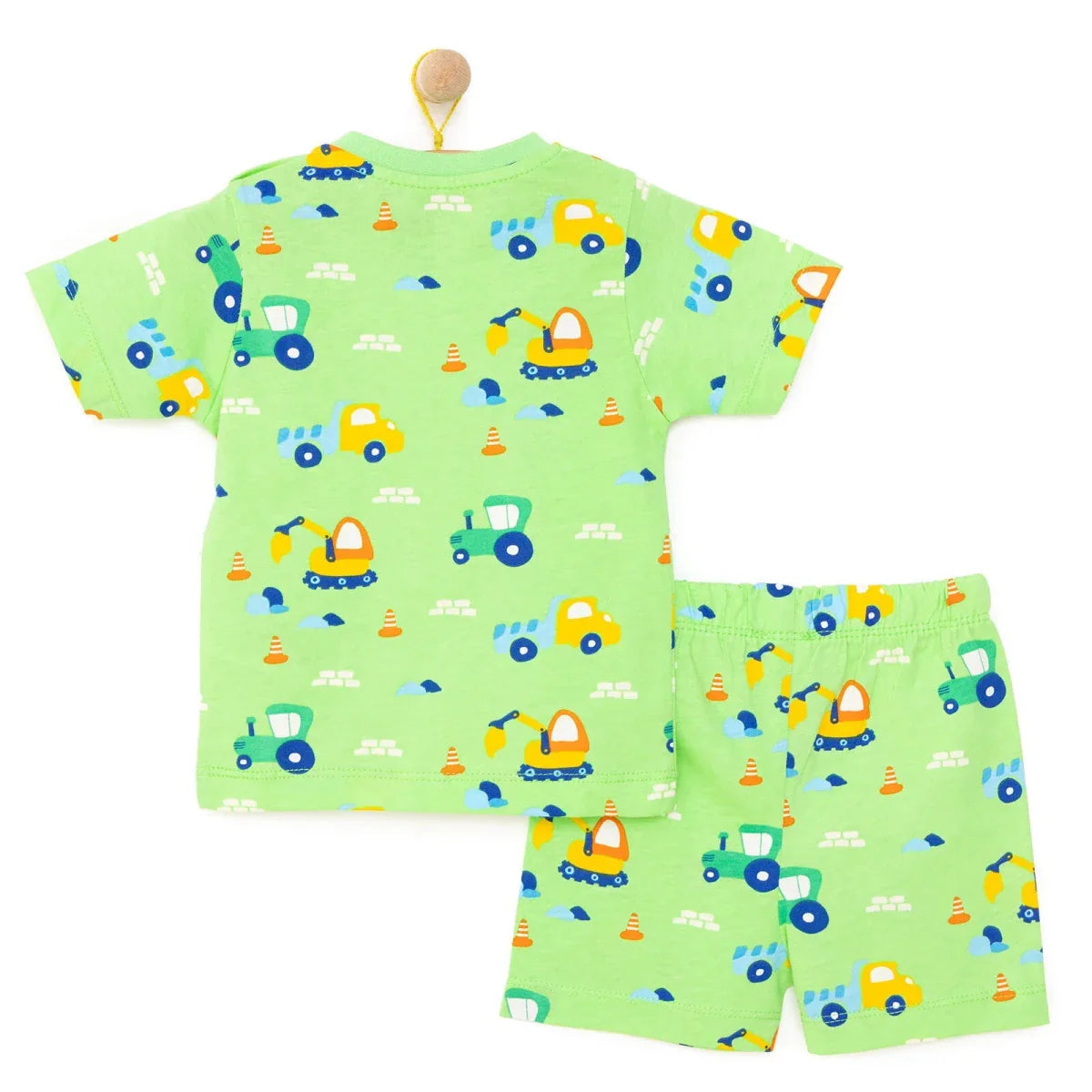 HelloBaby Boys Short Sleeve Pyjamas Set Vehicles Crew Neck Short Leg Short Sleeve - Petrol Green