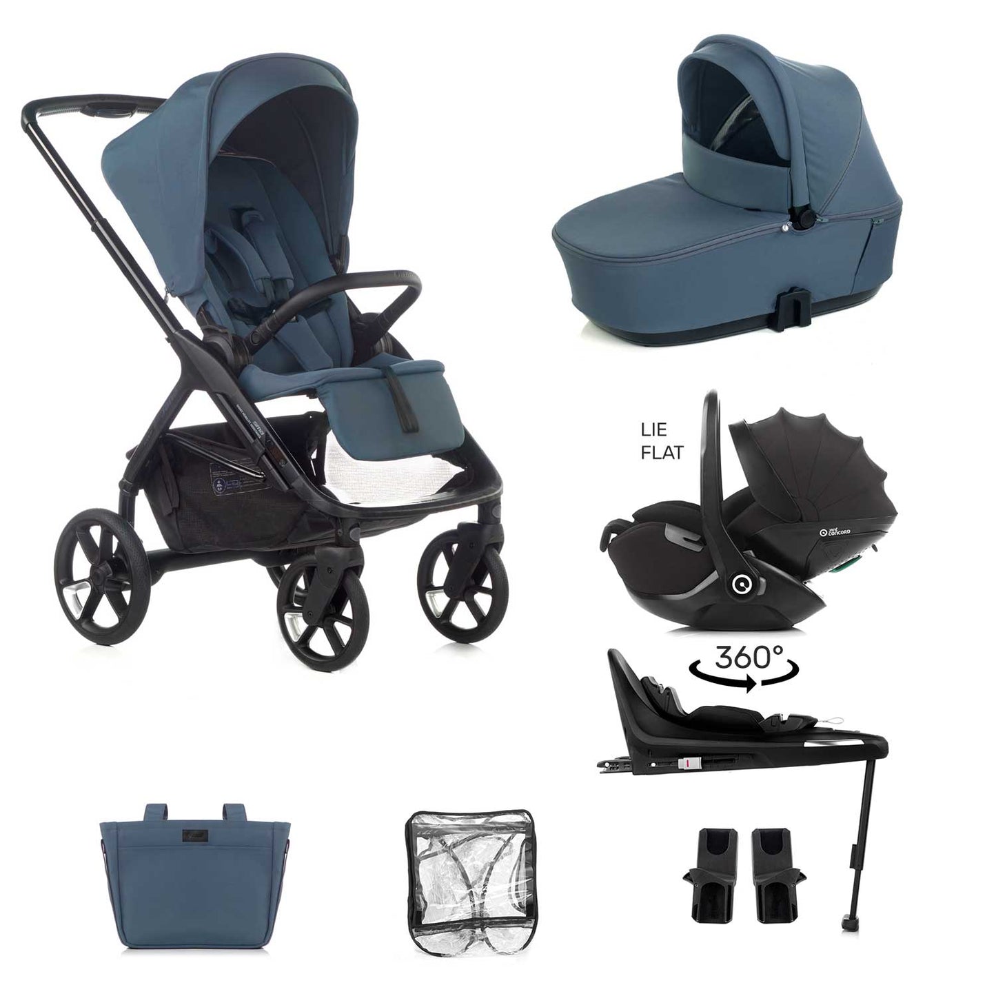 Jane Keep 3in1 + Sleep Carrycot + Kombibaby Lie-Flat 360 Baby Car Seat Bundle