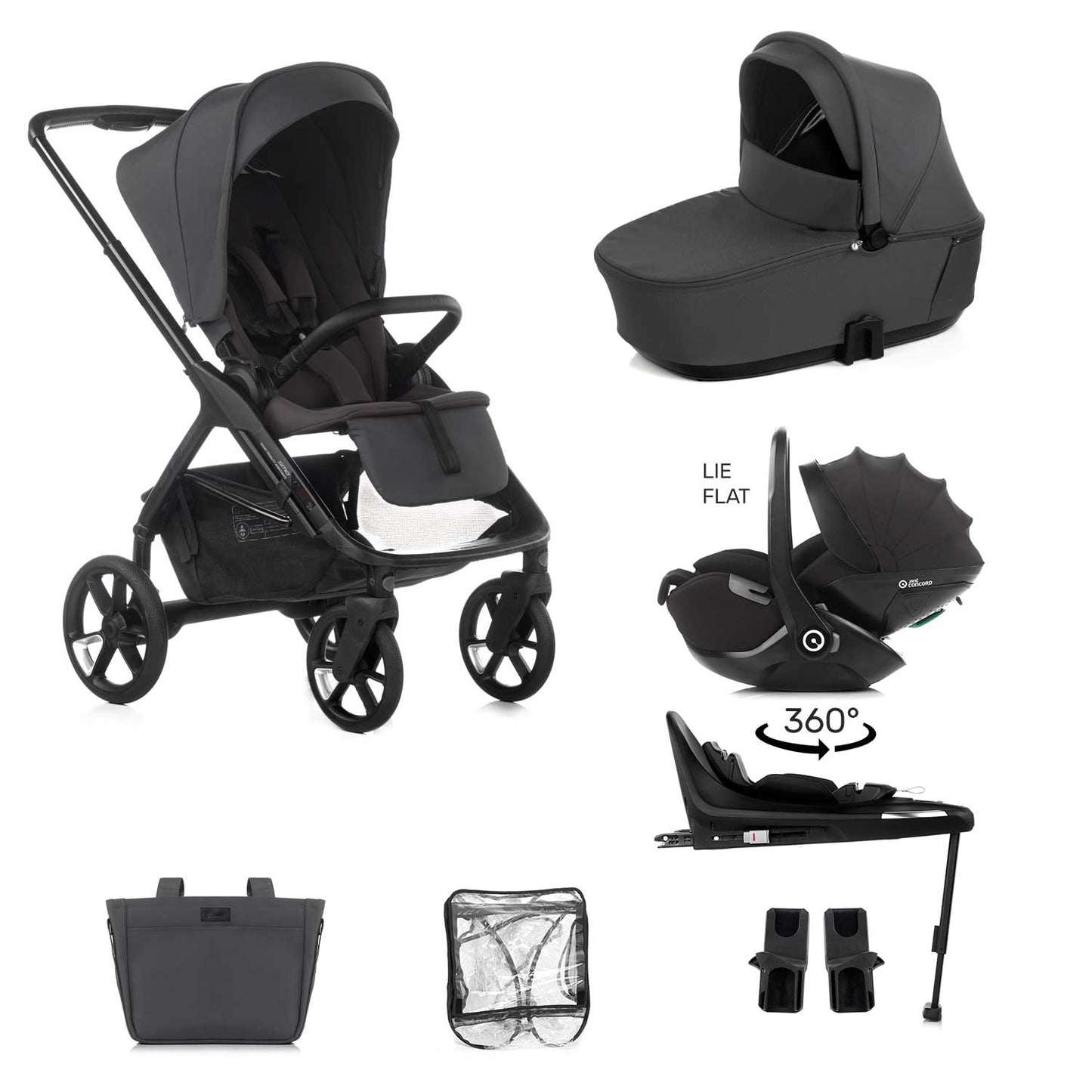 Jane Keep 3in1 + Sleep Carrycot + Kombibaby Lie-Flat 360 Baby Car Seat Bundle