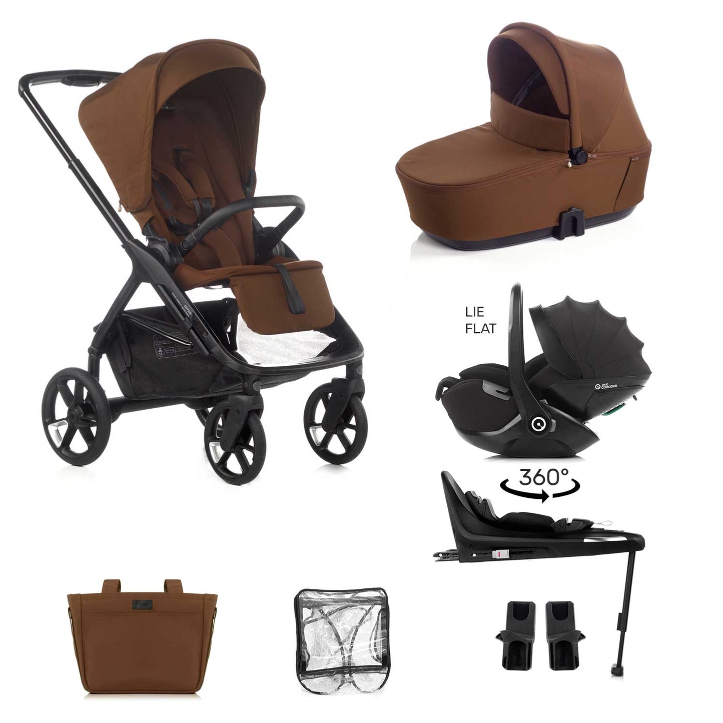 Jane Keep 3in1 + Sleep Carrycot + Kombibaby Lie-Flat 360 Baby Car Seat Bundle