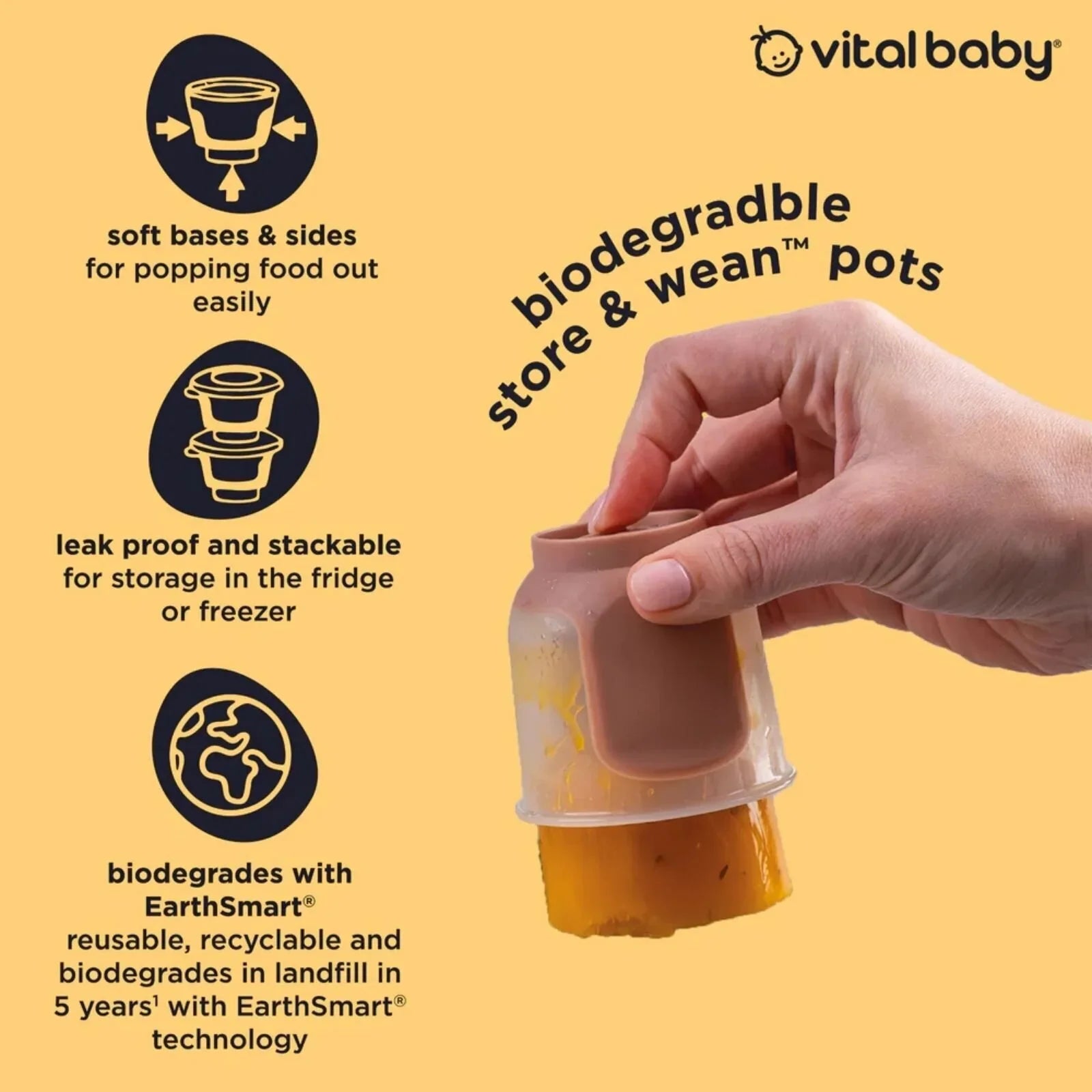 Vital Baby Nourish Store & Wean Pots 120ml Pack of 4