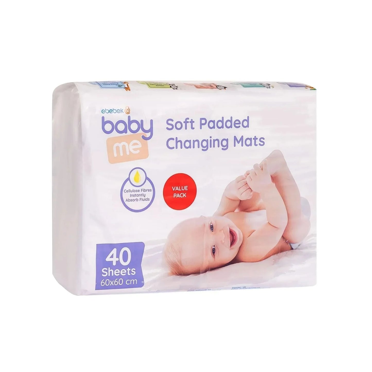 baby me Fluffy Baby Nappy Changing Mats 60x60cm - 40 pcs