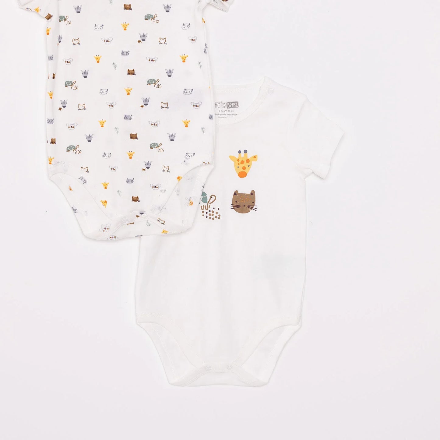 HelloBaby Unisex Baby Short Sleeve Bodysuit 2 pcs - Ecru