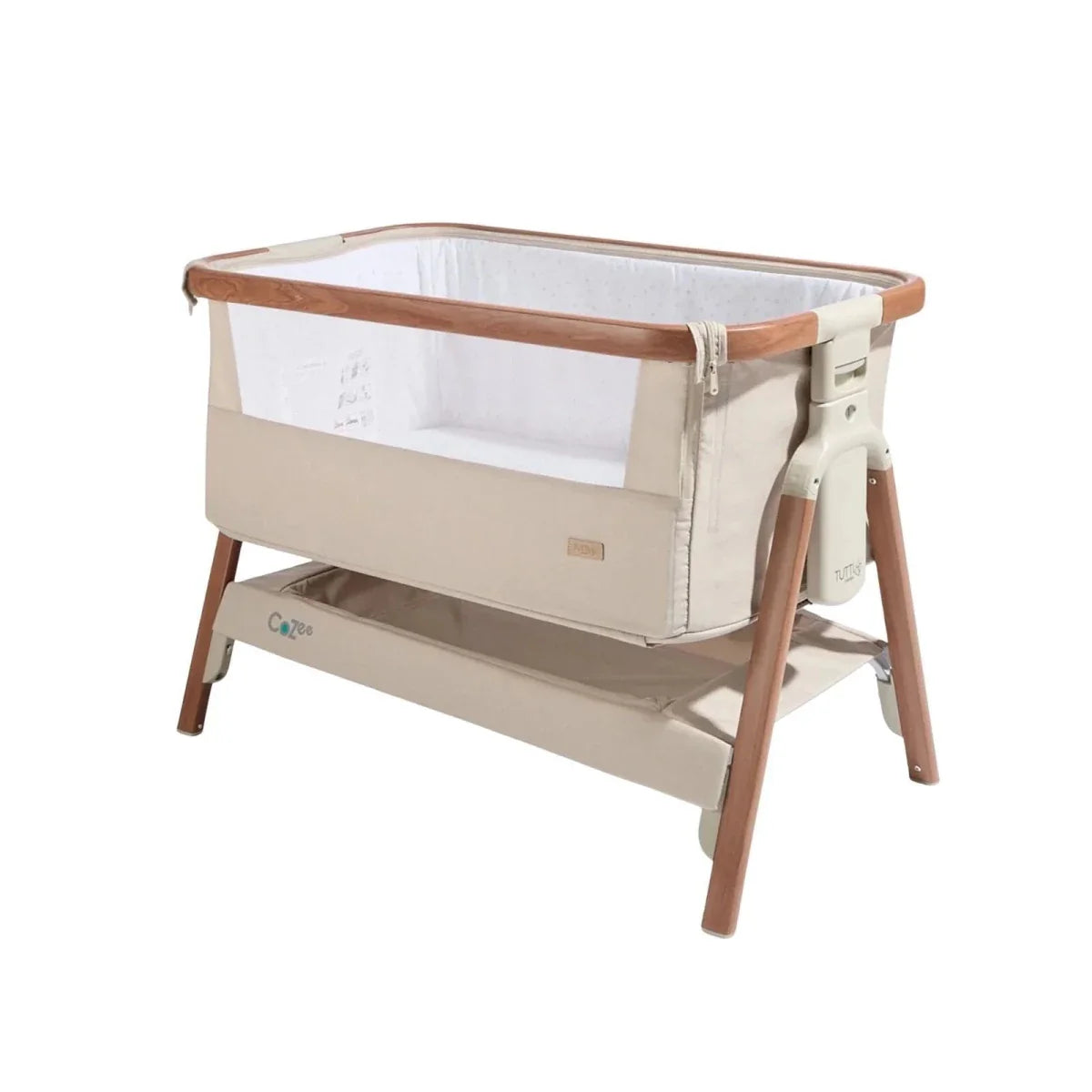 Tutti Bambini Cozee Bedside Crib - Scandinavian Walnut/Ecru