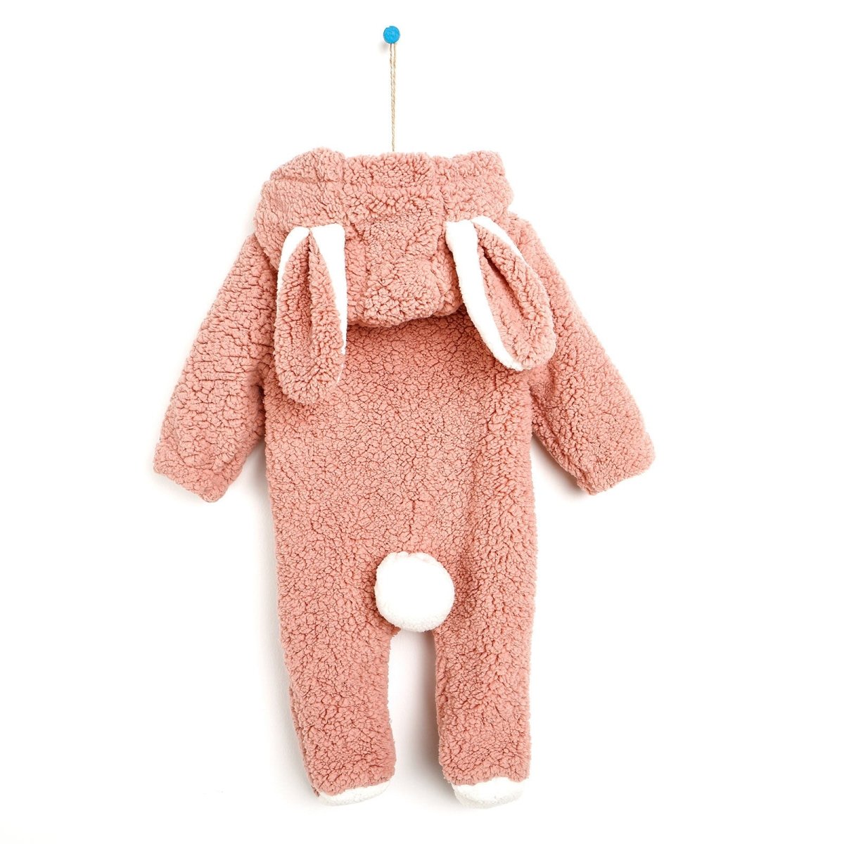 Midimod Newborn Rabbit Ear Welsoft Footed Jumpsuit - Light Rose