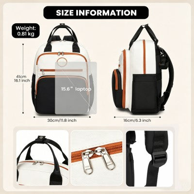 Miss Lulu Baby Changing Backpack (Black & White) - BCM2532BK/WH