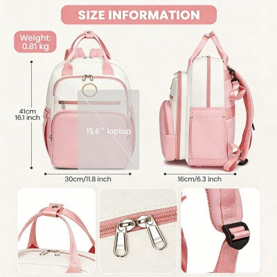 Miss Lulu Baby Changing Backpack (Pink & White) - BCM2532PK/WH