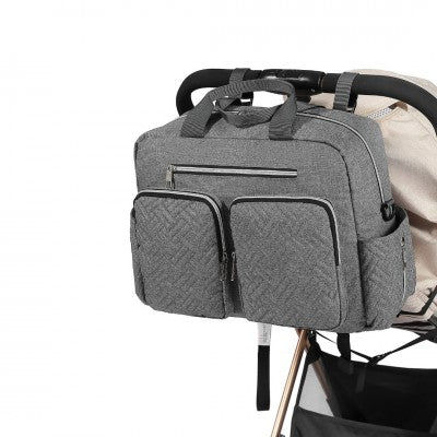 Grey Functional Baby Changing Shoulder Bag With Changing Mat