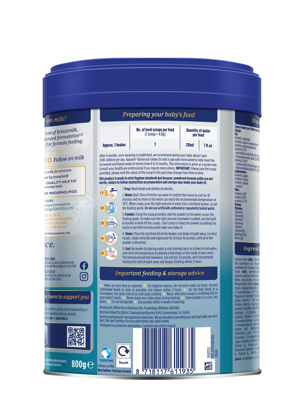 Aptamil Advanced 2 Follow On Milk Powder (6-12 months) - 800g