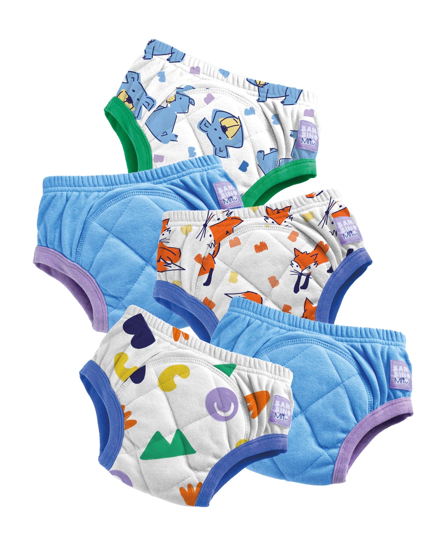 5 Pack Reusable Potty Training Pants in Mixed Sky - Enhanced Design