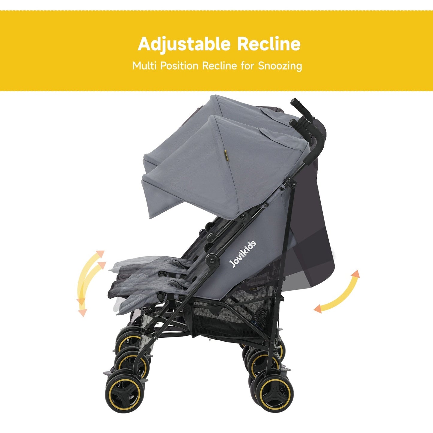 Jovikids Ezra Twin Double Stroller - Grey