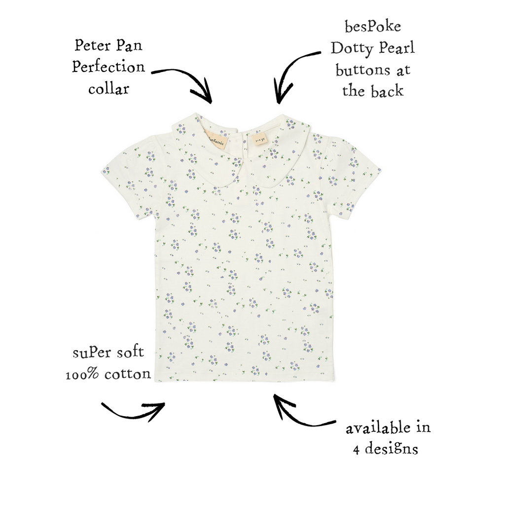 Peter Pan Short Sleeved T-Shirt - Purple Flower