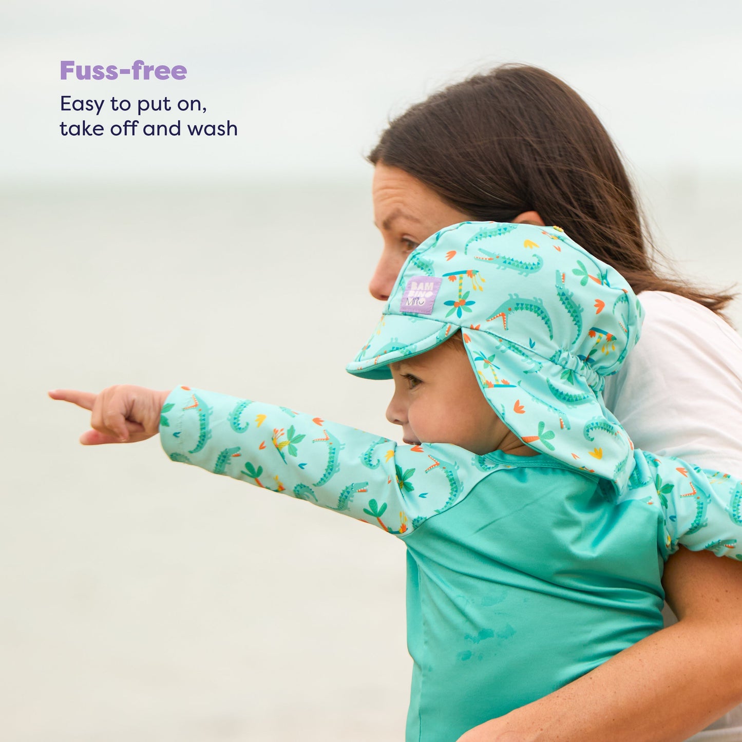 3 Piece Baby Swim Set with Swim Nappy, Swim top and Swim Hat in Crafty Croc