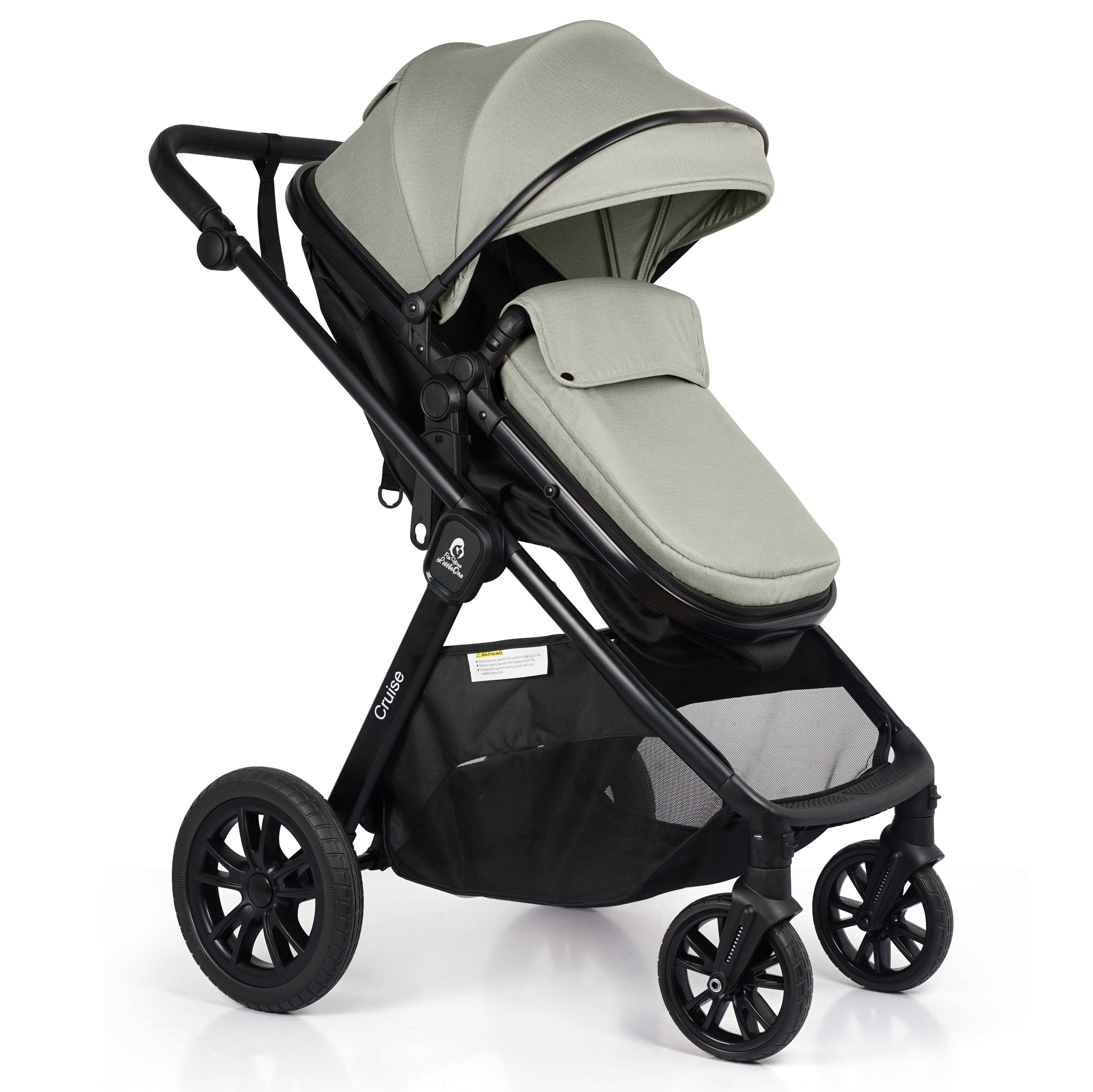 For Your Little One Cruise 3 In 1 Travel System With Car Seat And ISOFIX Base - Pebble Sage (Free Cupholder And Seat Liner Included!)