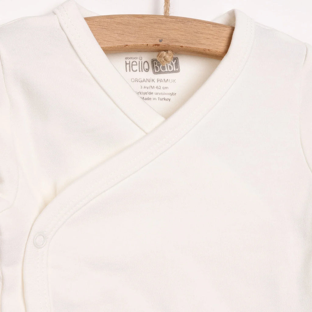 HelloBaby Newborn Organic Wrapover Top-Hat - Ecru