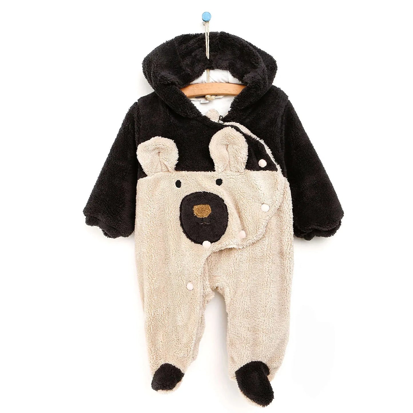 Midimod Newborn Baby Boy Cute Bear Welsoft Jumpsuit - Anthracite