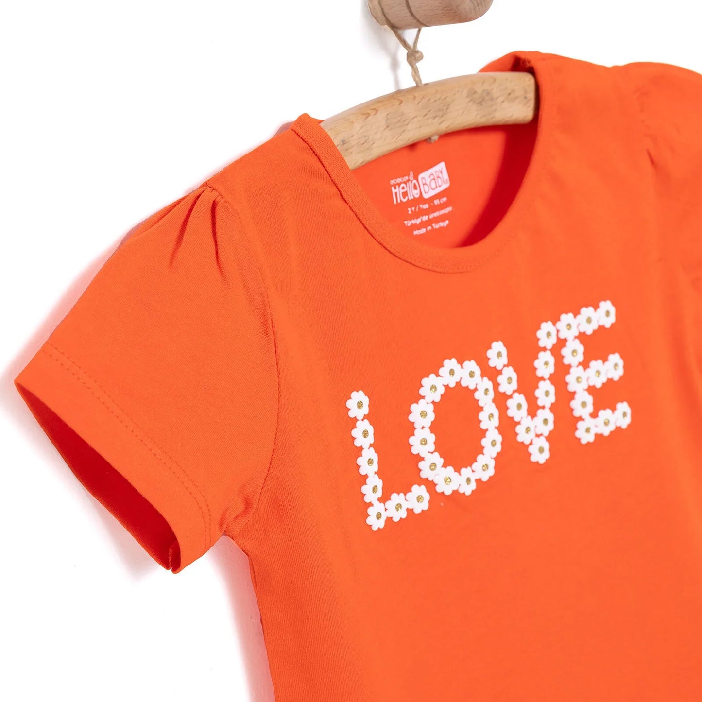 HelloBaby Basic Girl Daisy Patterned T-shirt - Coral