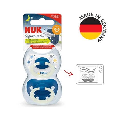 NUK Signature Silicone Soothers 0-6 months - Night Blue