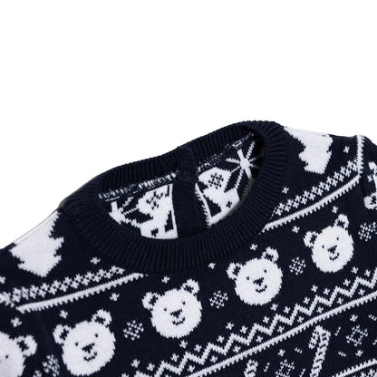 HelloBaby Christmas Baby Boy Snow Party Sweatshirt - Navy Blue