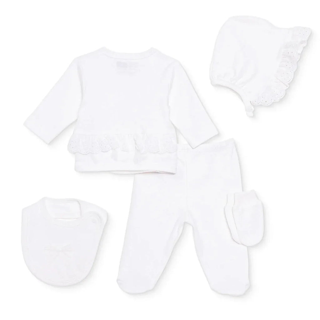 HelloBaby Girls Occasion Wear with Poppers Crew Neck Long Leg Long Sleeve - Ecru