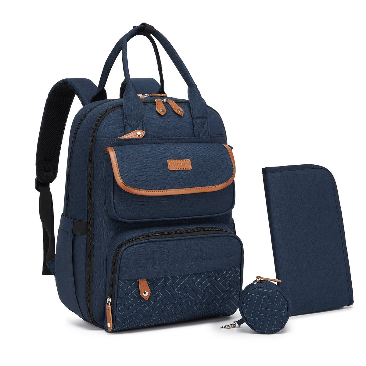 Kono Baby Changing Backpack With Changing Mat & Pacifier Pouch (Navy Blue) - BCK2615NY