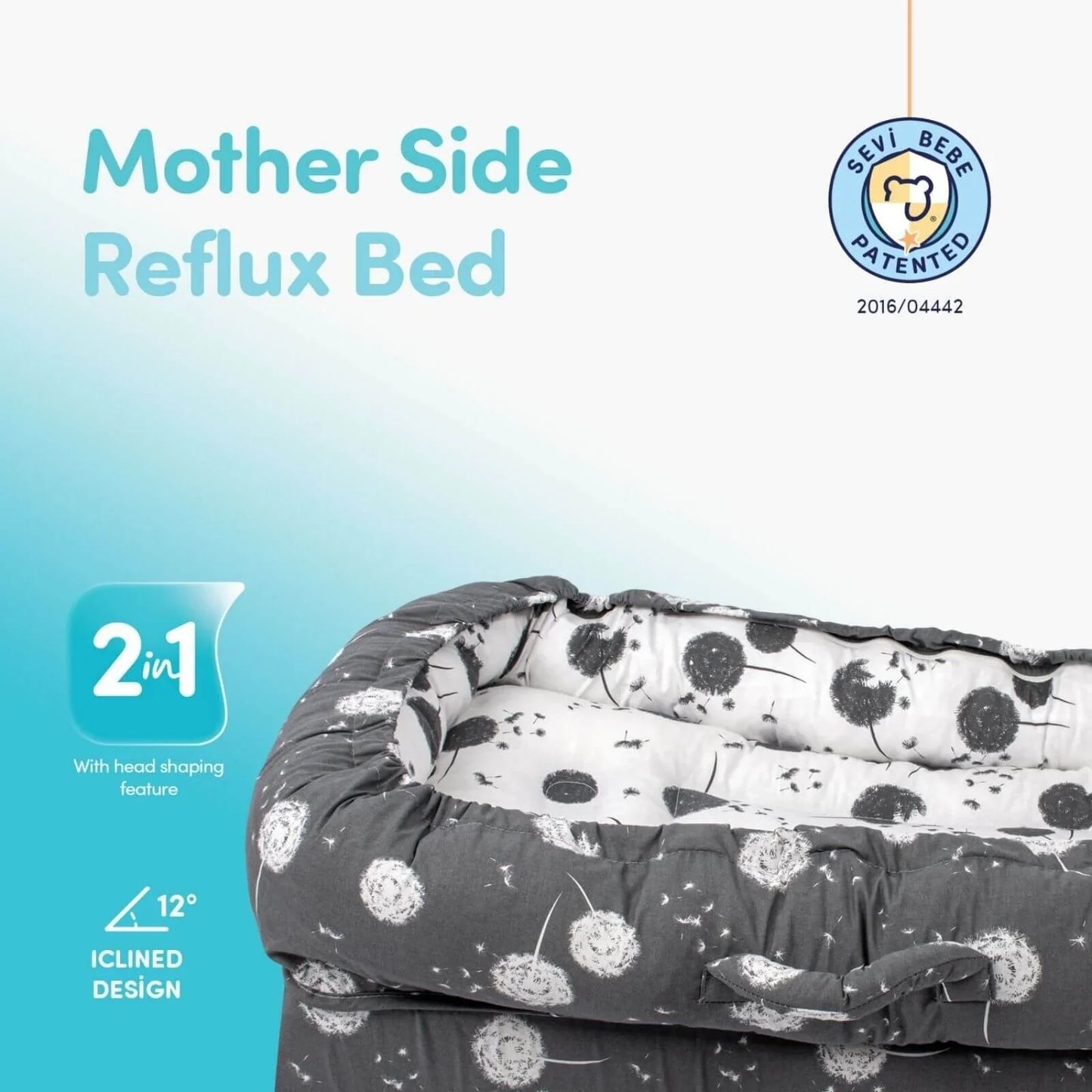 baby plus Mother Side Baby Reflux Bed - Dandelion