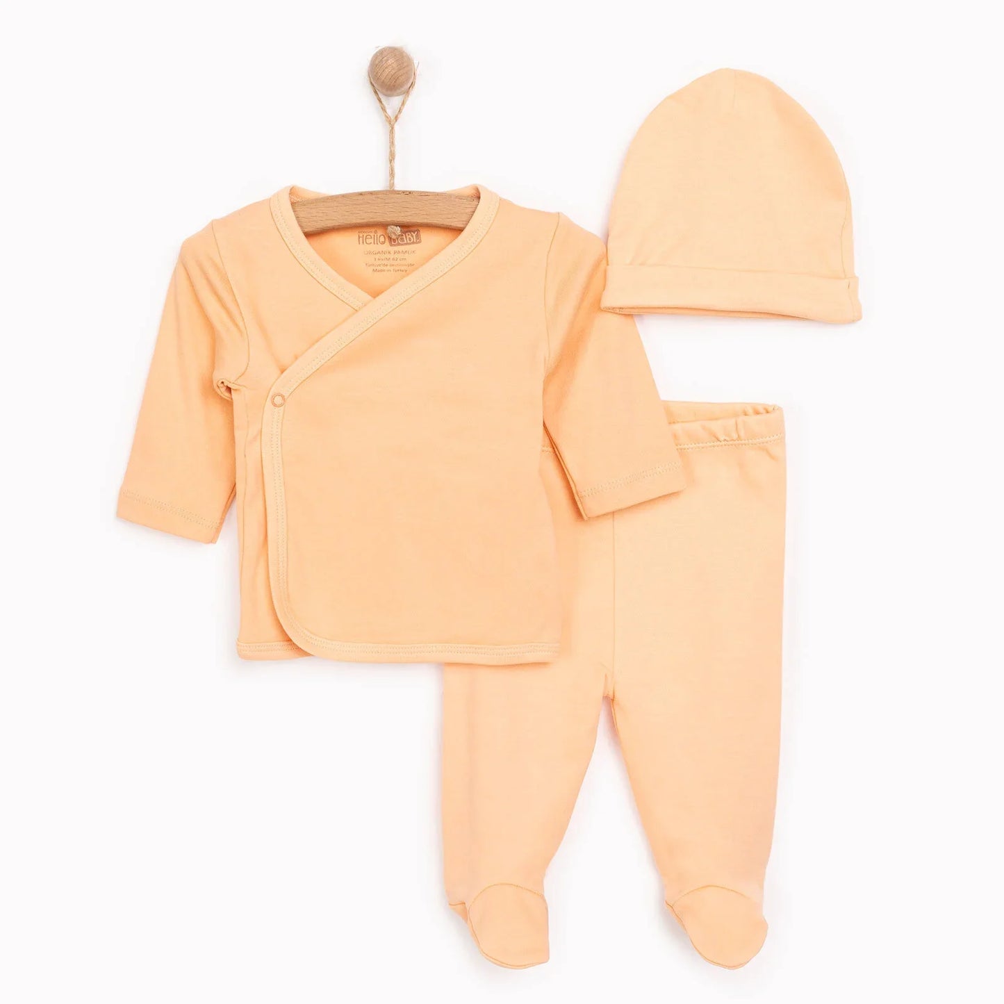 HelloBaby Newborn Organic Wrapover Top-Hat - Orange