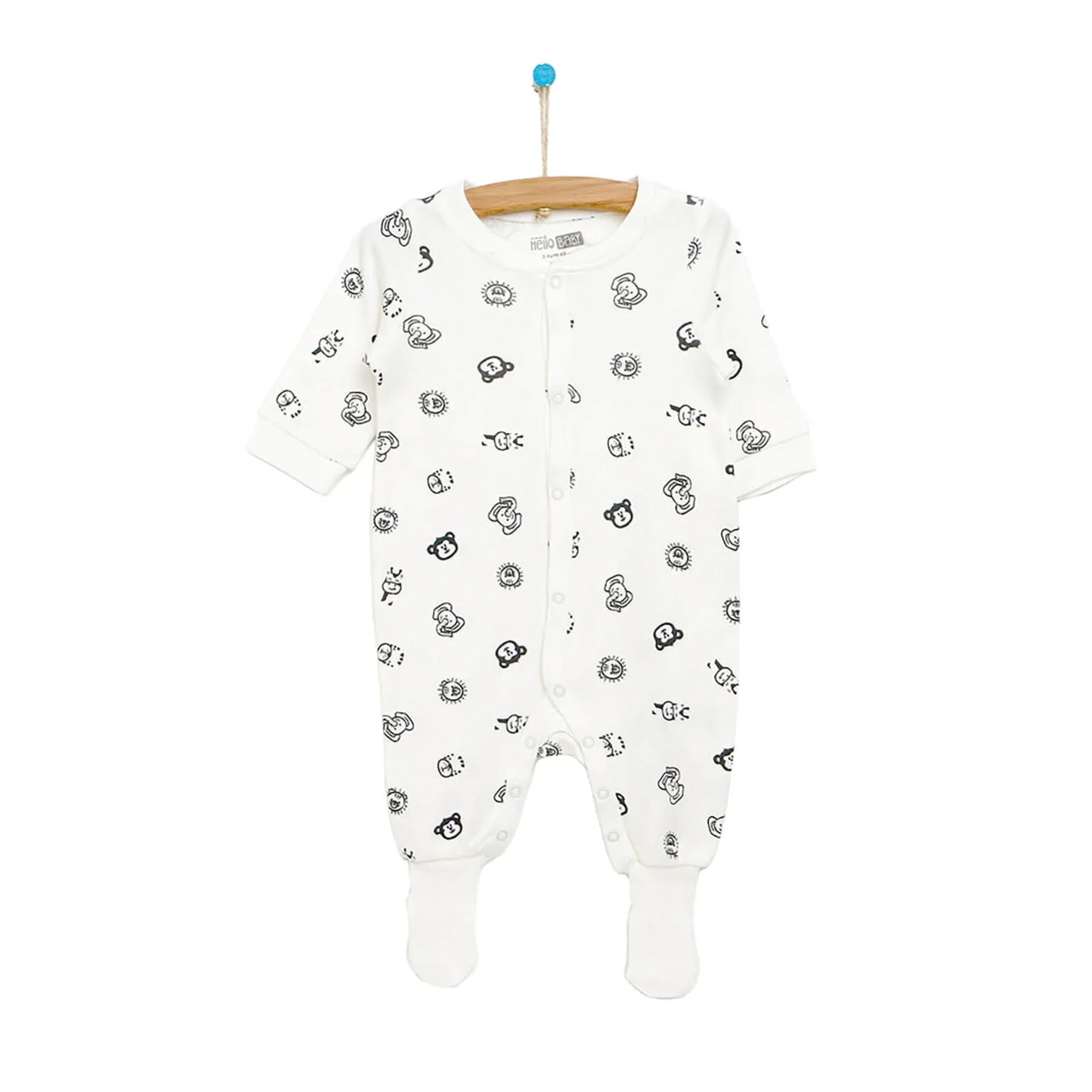HelloBaby Newborn Baby Boy Footed Jumpsuit - White