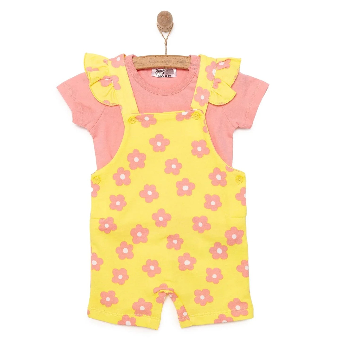 HelloBaby Girl Flowers Patterned Overall - Salmon