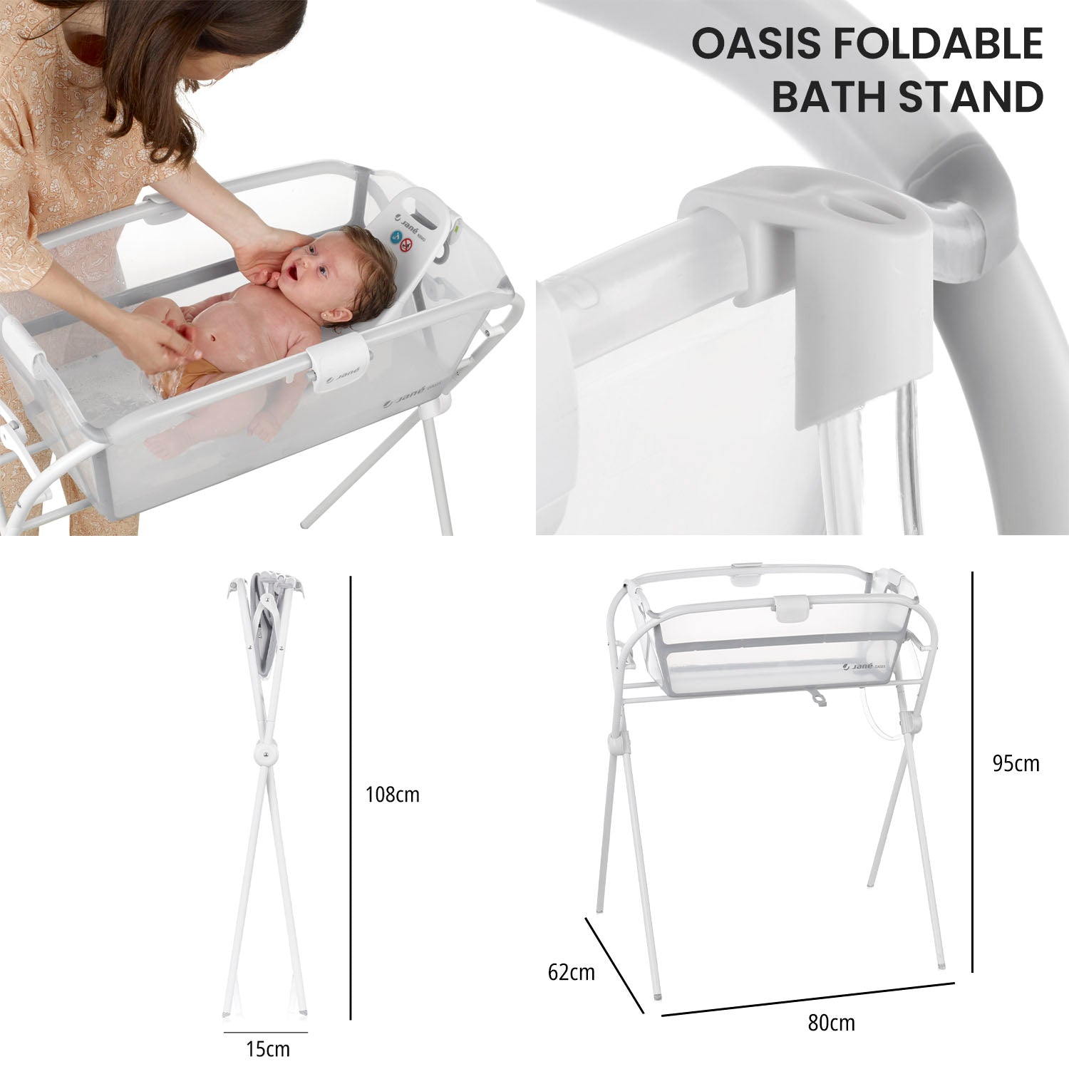 Jane Oasis Folding Bathtub, White