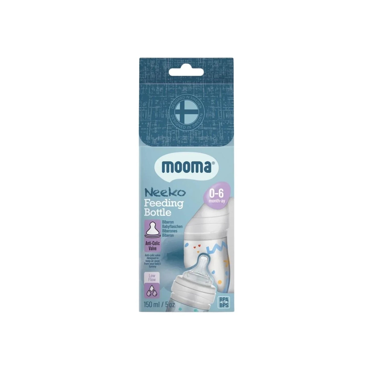 Mooma Neeko Bottle Slow Flow 0-6 months 150ml - Confetti