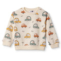 HelloBaby Boys Sweatshirt Car Print Little Car Crew Neck Long Sleeve - Ecru Printed