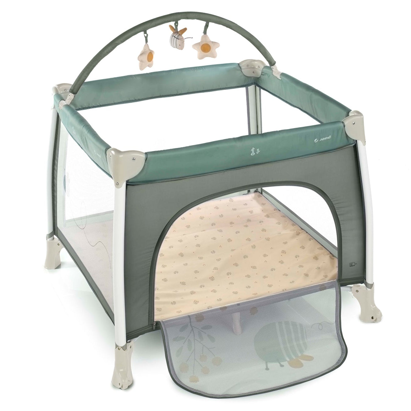 Jané Travel Fun Playpen with Toy Arch & Carry Bag – 0 to 3 Years, Botanic