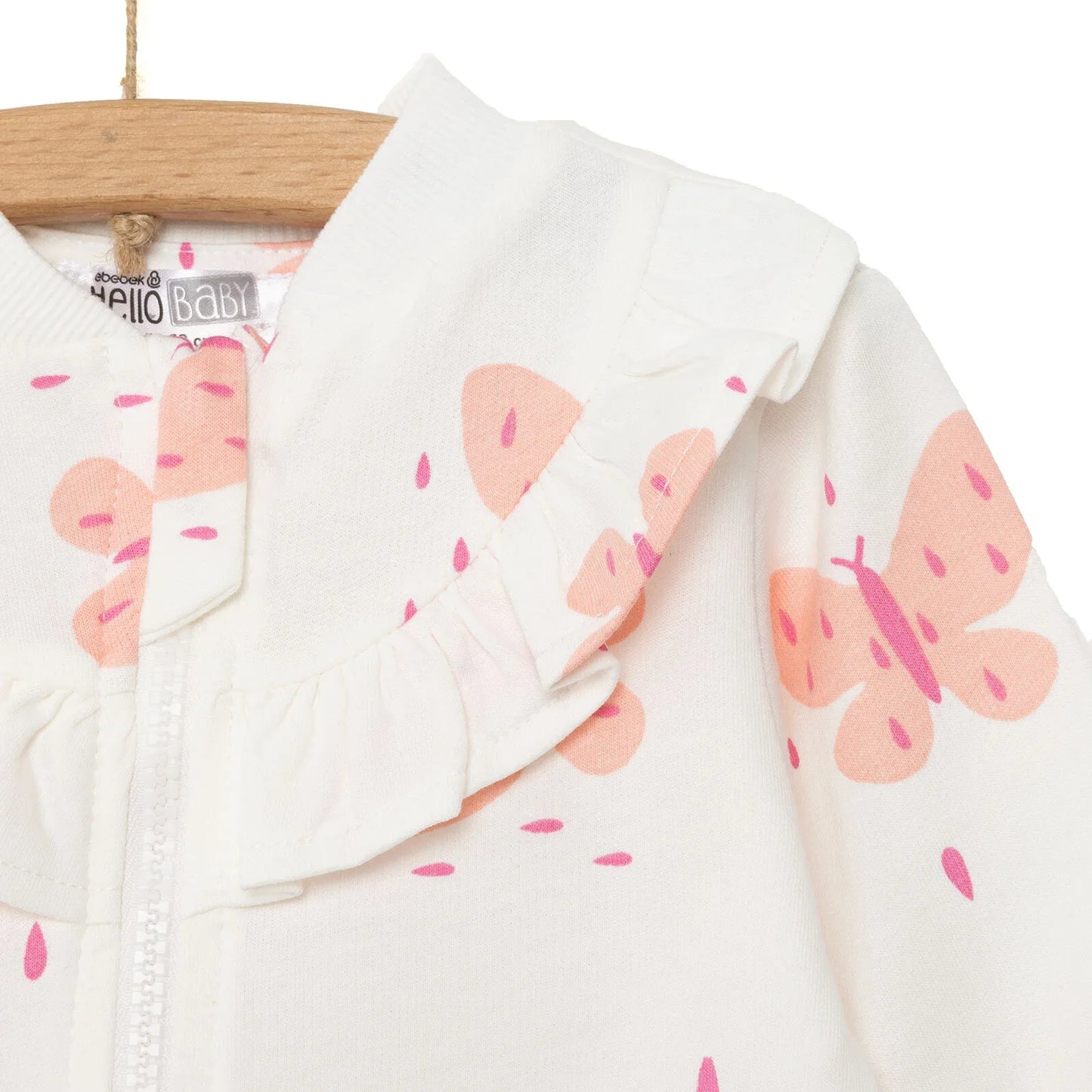 HelloBaby Basic Baby Girl Zippered Joggers - Ecru