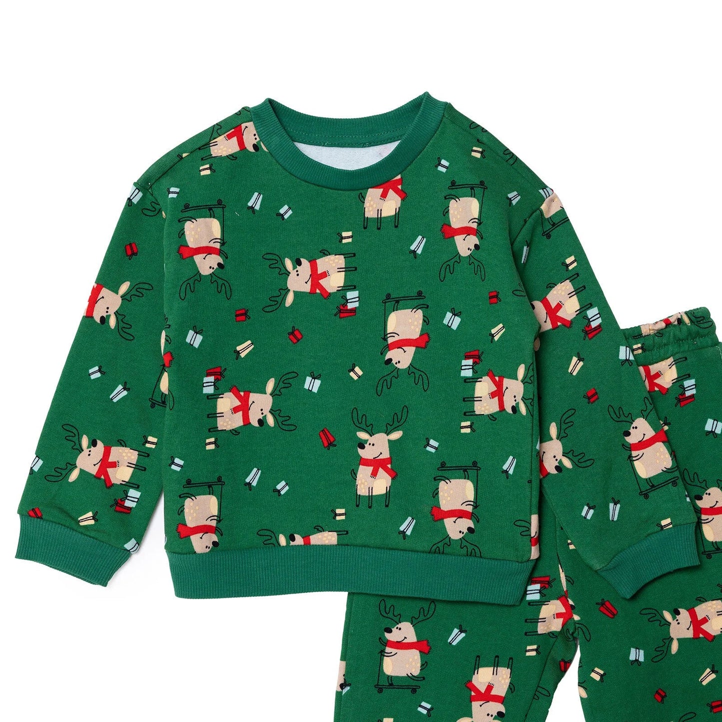 HelloBaby Christmas Baby Boy Snow Party Ejogging Set - Green Printed