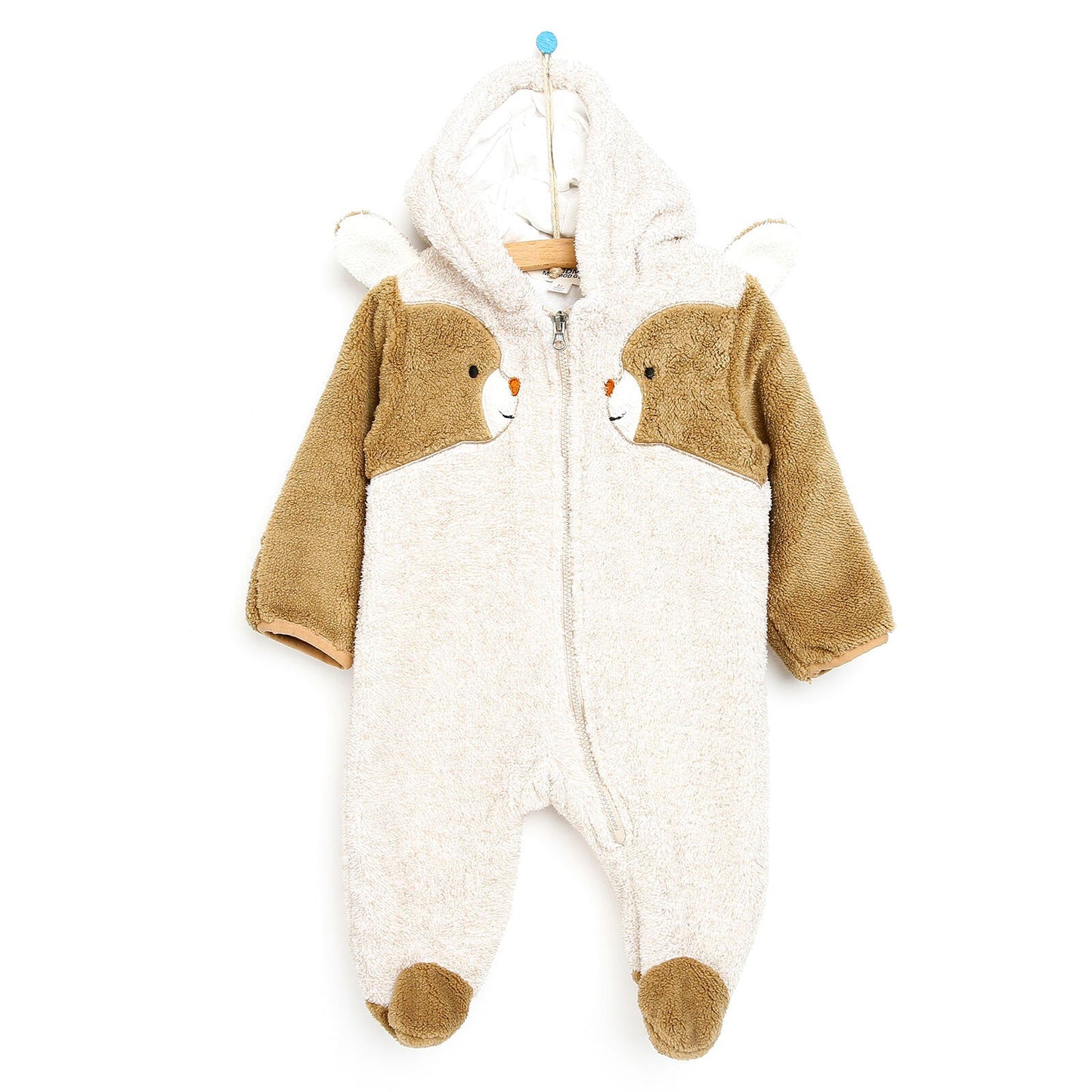 Midimod Newborn Cute Bears Welsoft Footed Jumpsuit - Beige