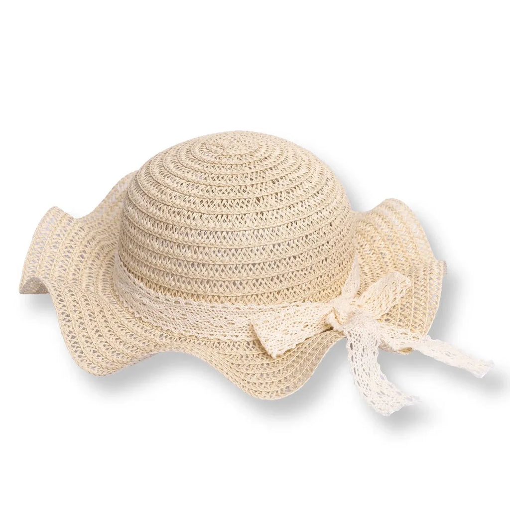 HelloBaby Ribbon Trim Straw Baby Hat (12 Months to 1-4 Years) - Ecru