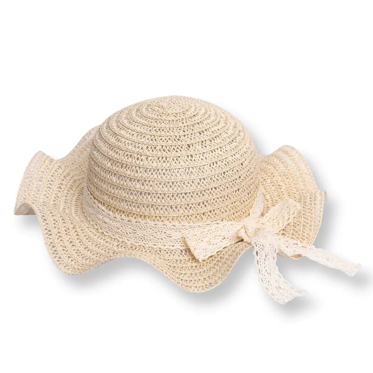 HelloBaby Ribbon Trim Straw Baby Hat (12 Months to 1-4 Years) - Ecru