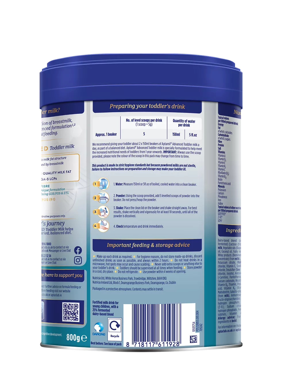 Aptamil Advanced 3 Toddler Milk Powder (1-3 years) - 800g