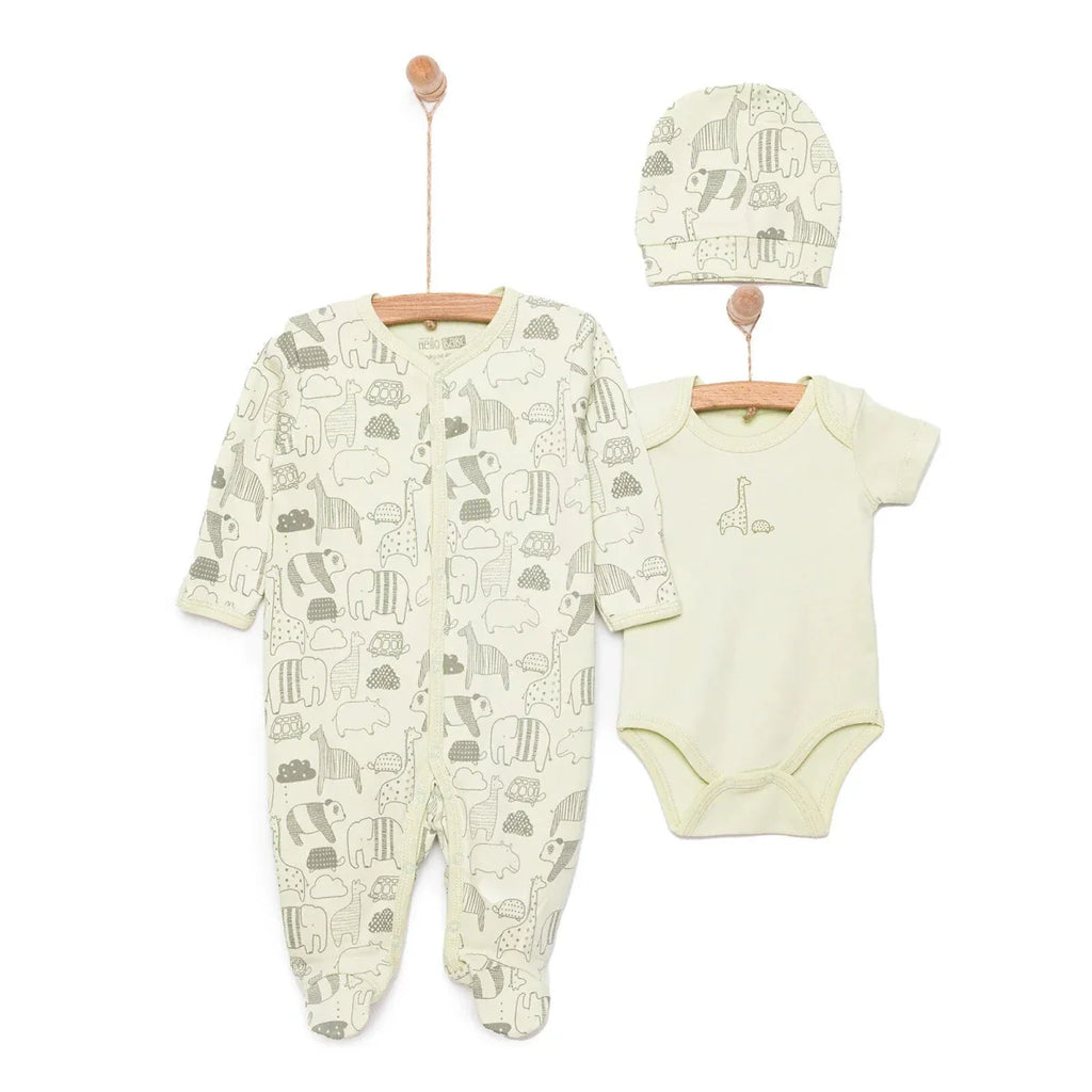 HelloBaby Boy Jumpsuit-Body-Hat - Green