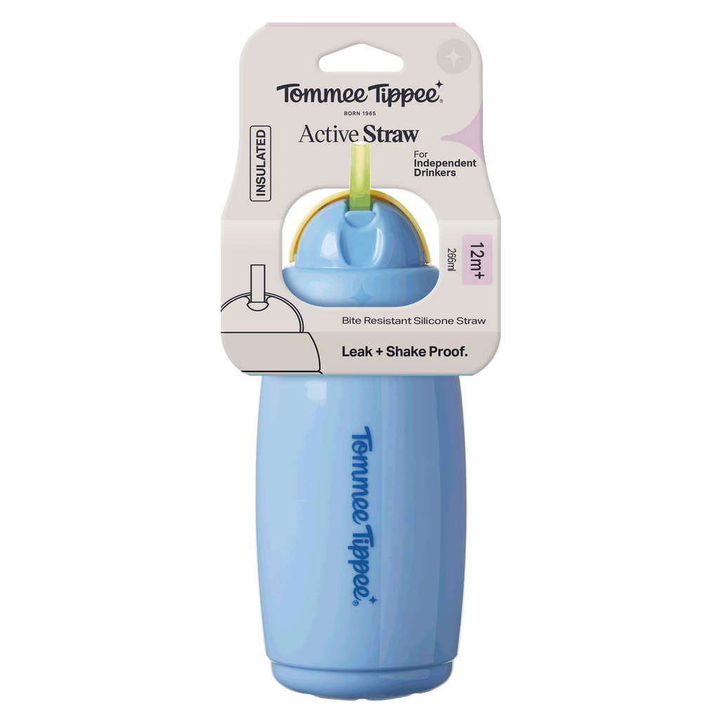 Tommee Tippee Insulated Straw Bottle - 12M+ (NEW Assorted Designs)