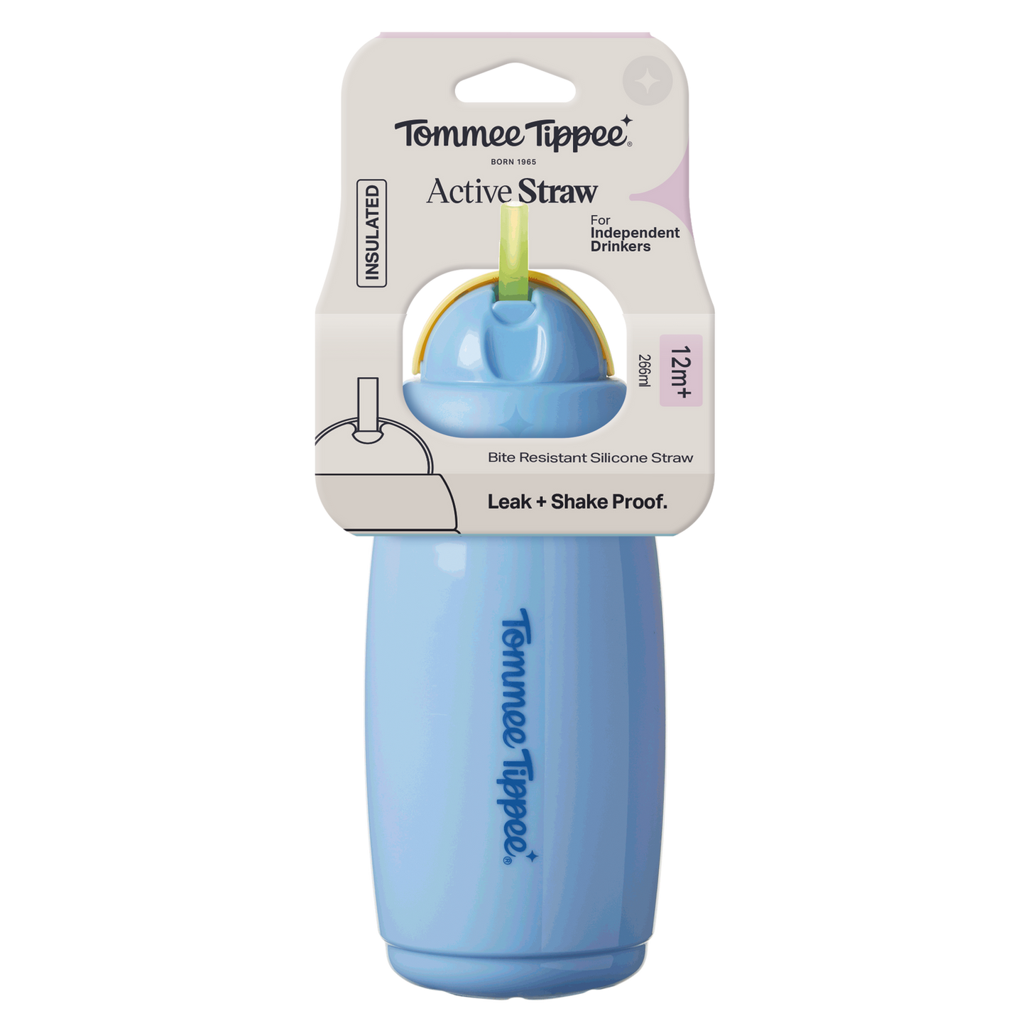 Tommee Tippee Insulated Straw Bottle - 12M+ (NEW Assorted Designs)
