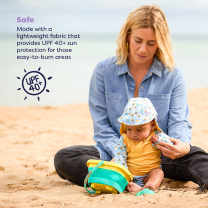 3 Piece Baby Swim Set with Swim Nappy, Swim top and Swim Hat in Busy Bees