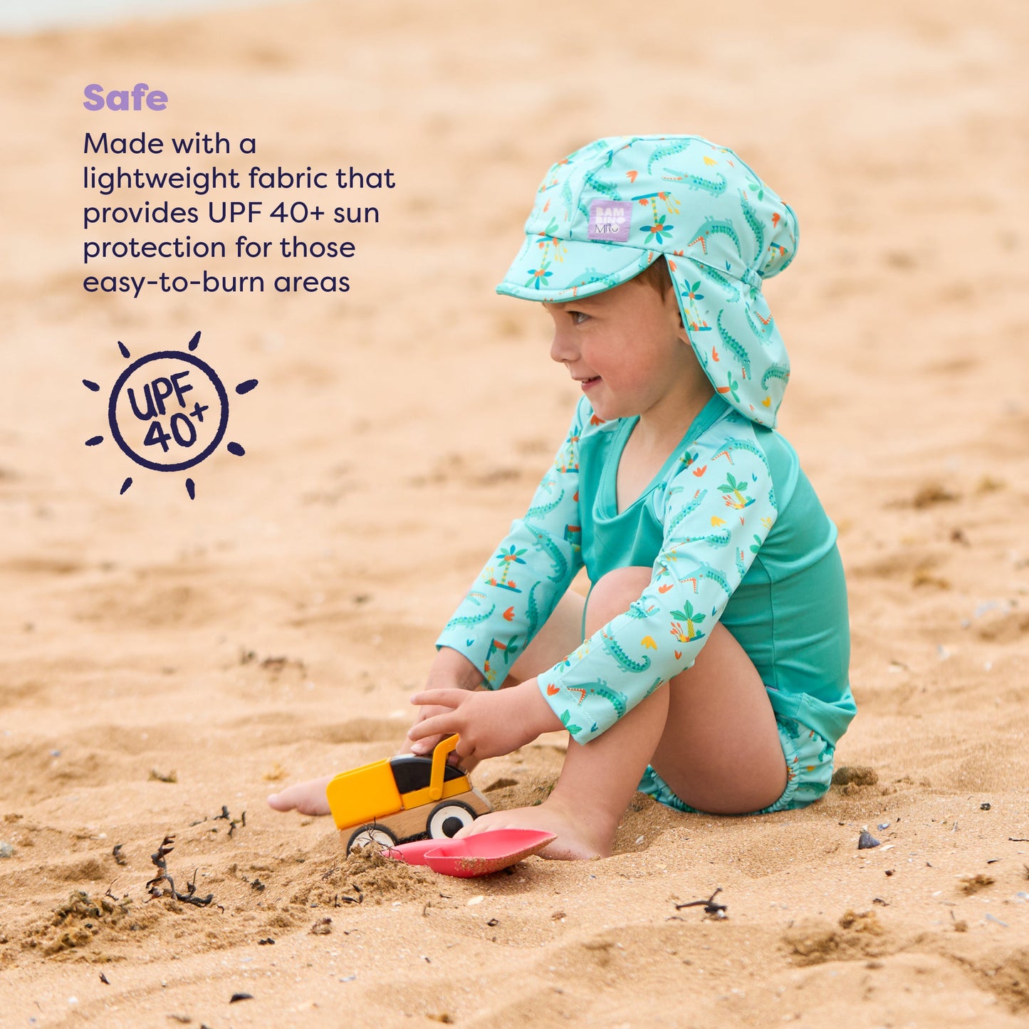 3 Piece Baby Swim Set with Swim Nappy, Swim top and Swim Hat in Crafty Croc